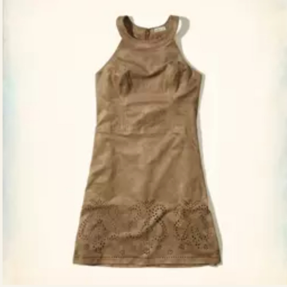 🤎 HOLLISTER Vegan Suede Light Brown A-Line Dress 🤎